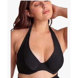 Shapermint Essentials Women's Large Black Halter Bikini Top Full Brand NEw